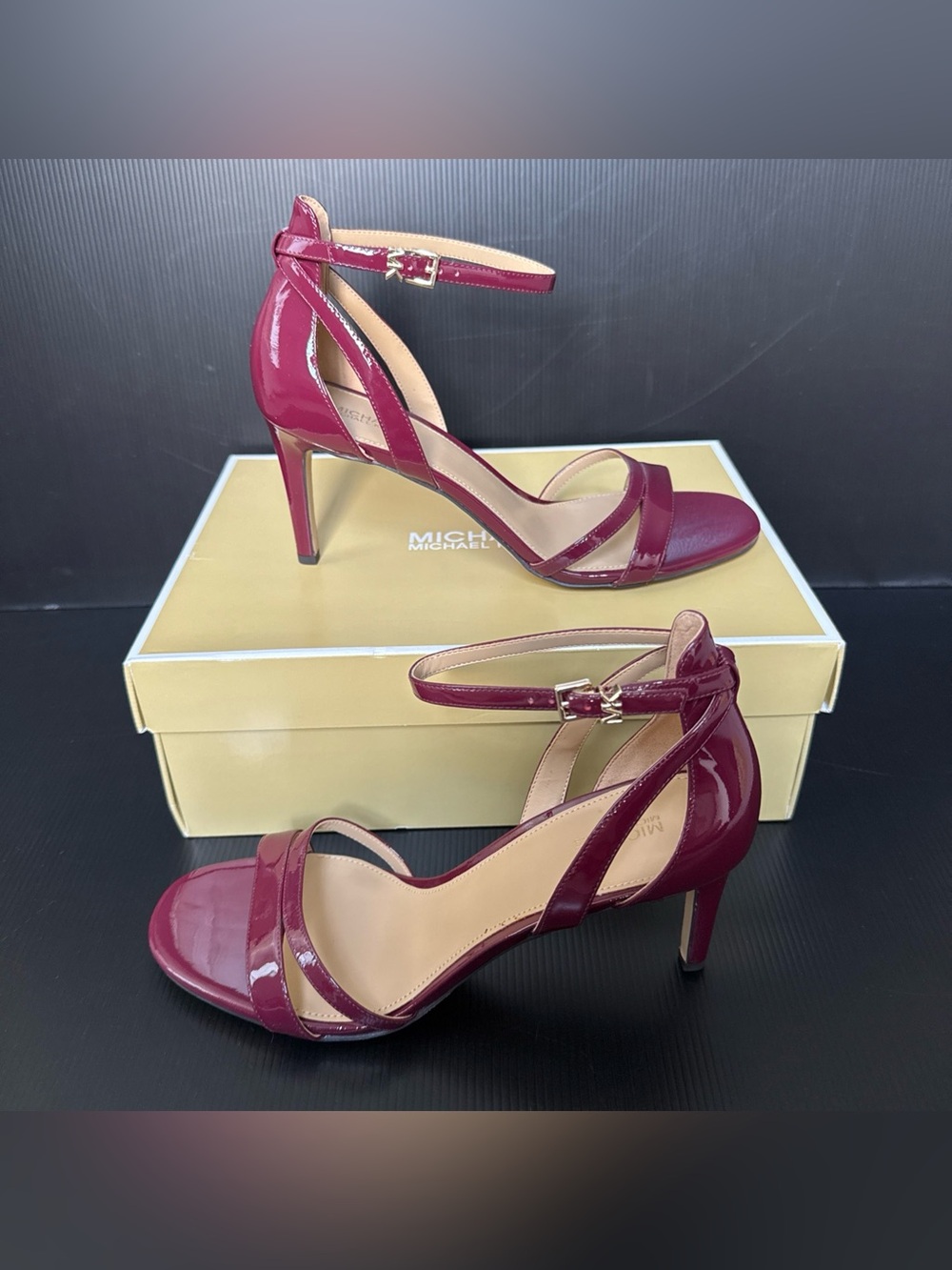 NIB Michael Kors Dark Berry Kimberly Patent Sandal Pump Heels Women’s Size 9.5